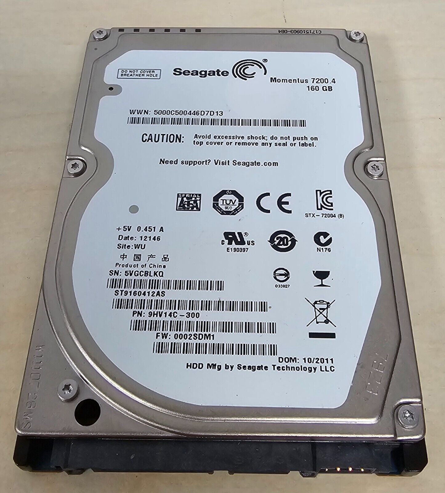 Seagate 160Gb 2.5" Hard Disk Drive HDD ST9160412AS