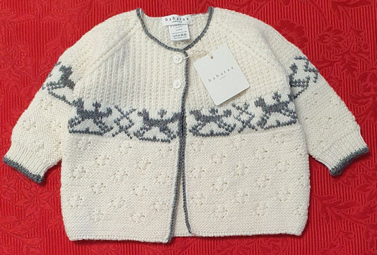 Baby Cardigan White/Grey Designer Baby Clothing Fantastic Quality Merino Wool